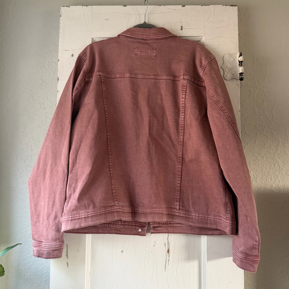 Maurices Pink Denim Jacket 2XL Stretch Cotton Button Front Casual - Picture 3 of 6